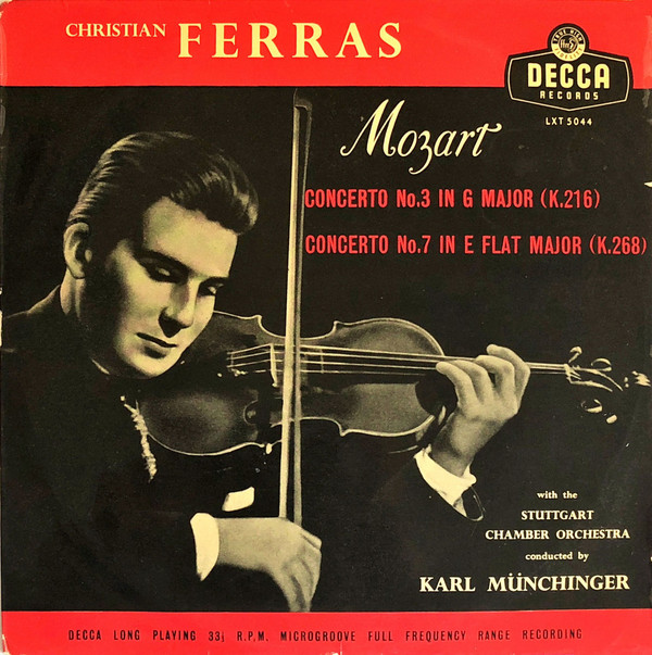 Mozart Violin Concertos No 3 And 7 Ferras Stuttgard Co Munchinger