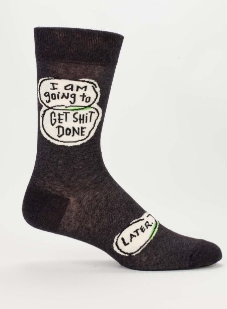 Get Shit Done Later Socks Mens Size 7-12 - Real Groovy