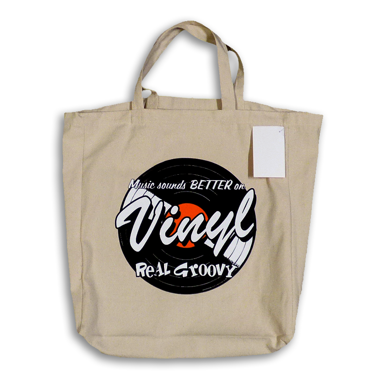 Real Groovy Canvas Tote Bag - Music Sounds Better On Vinyl (fixed handle)