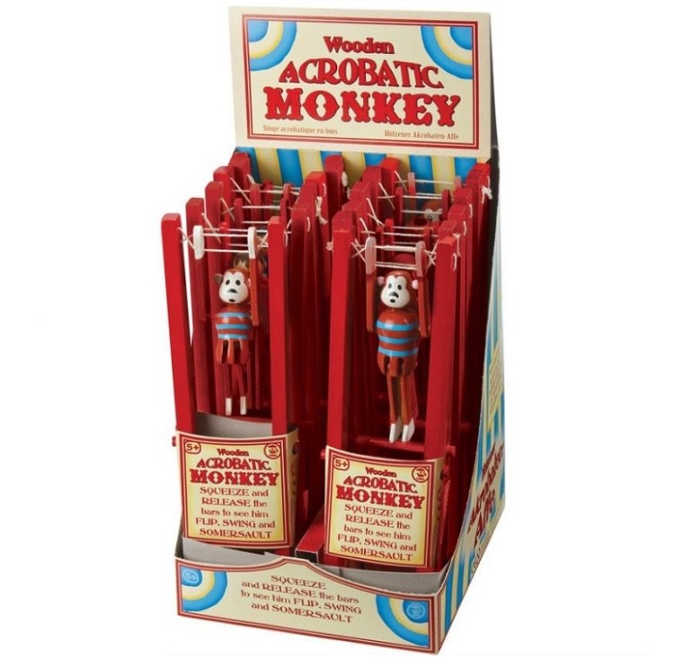 wooden acrobatic monkey toy