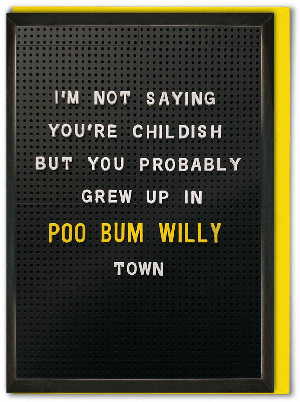 Childish Poo Bum Willy Town Card Black
