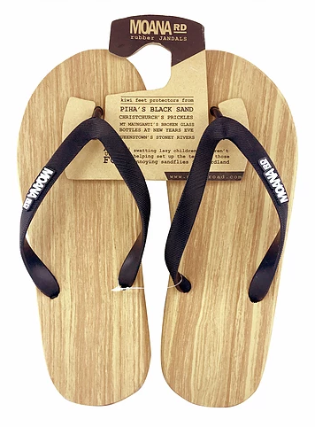Wooden Look Size 43 Black Jandals - Moana Road
