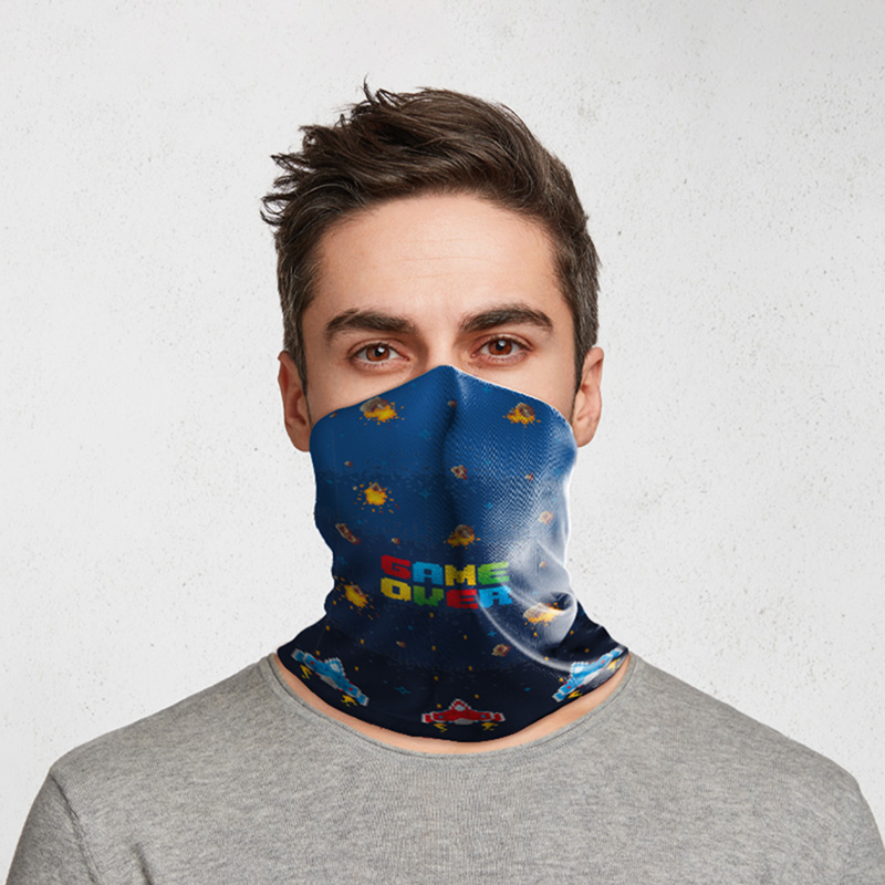 Game Over Pixel Scarf Face Covering Cloth Mask