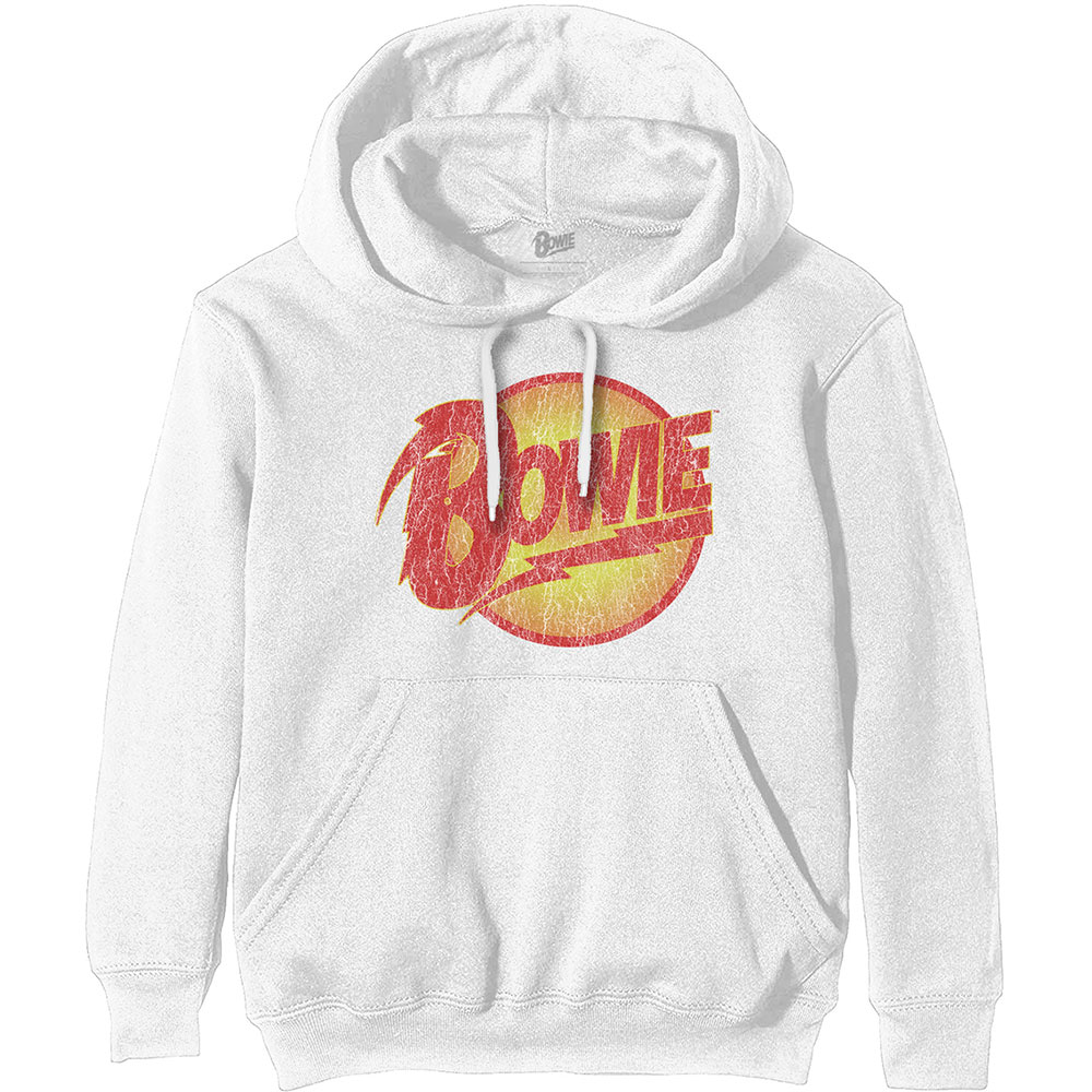 David Bowie (Med) Pullover Hoodie: Vintage Diamond Dogs Logo White