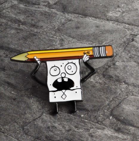 Spongebob Doodlebob Pencil Drawn Enamel Badge Pin - Real Groovy