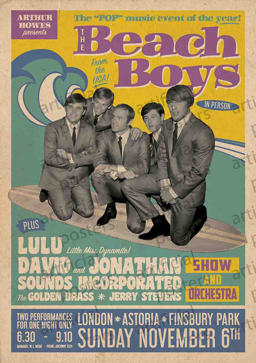 Beach Boys London Astoria Retro Poster 77 - Real Groovy