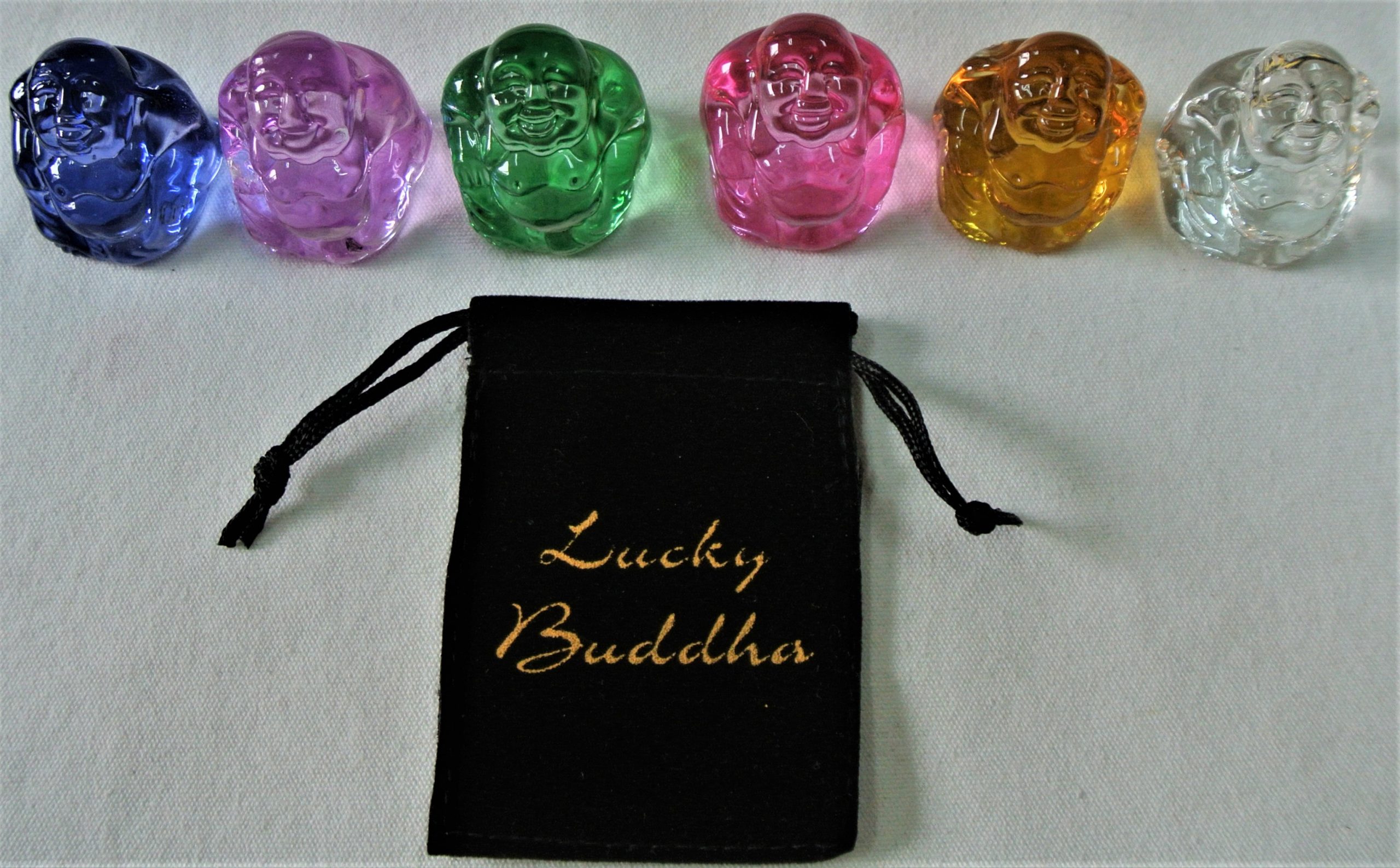 Lucky Buddha Glass Figurine Assorted