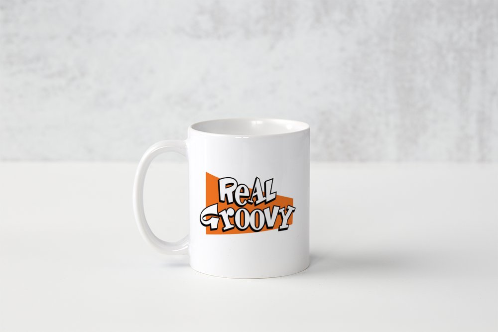 Real Groovy Coffee Mug 90s Retro Throwback  Design White