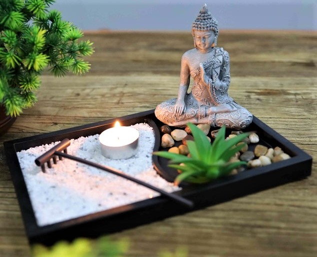 Zen Garden Buddha Candle And Plant