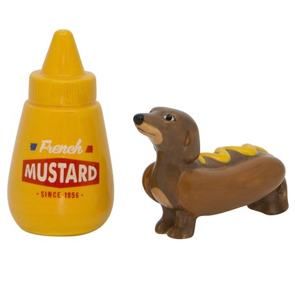Sausage Dog And Mustard Salt And Pepper Shakers