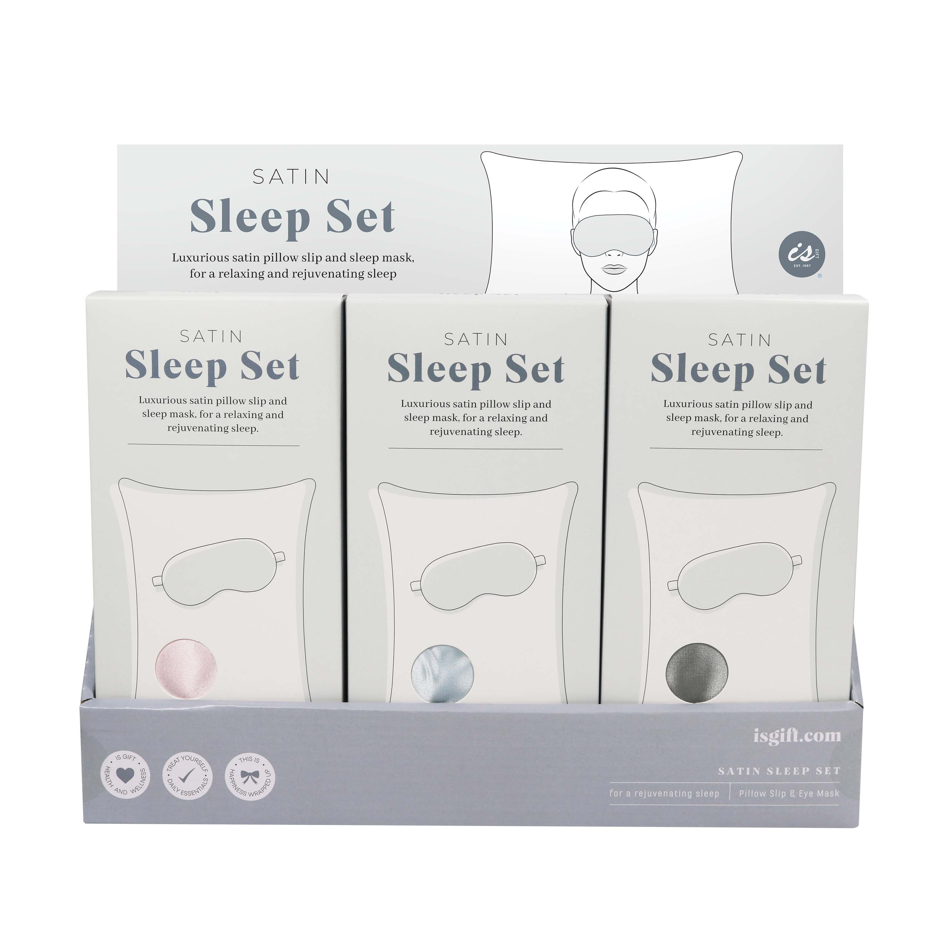 Satin Sleep Set Gift Pack Pillow Case And Eye Mask Assorted Sleep Well