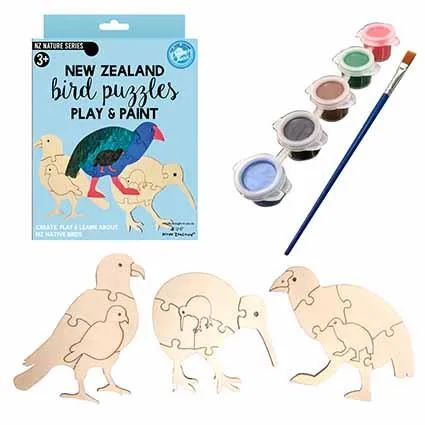 Paint And Puzzle Nz Bird Set Wood