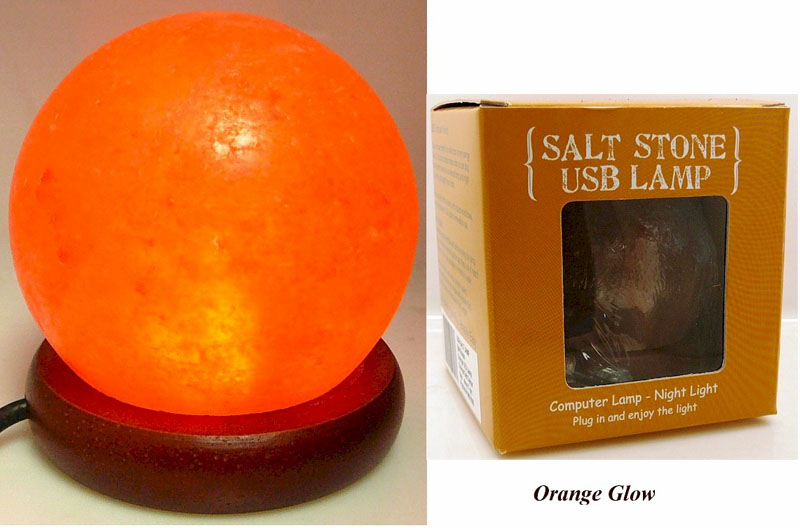Usb Salt Lamp Ball Shape 10cm Orange