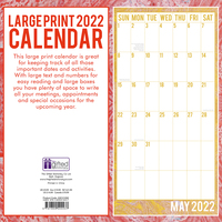 2022 Large Print Calendar Square